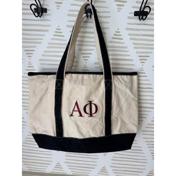 Alpha Phi Sorority Embroidered Canvas Tote Bag - Picture 1 of 3